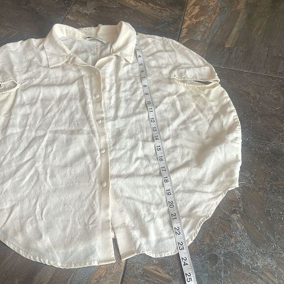 HABITUAL Lennon 100 % Silk Blouse Ivory Size Small - Picture 11 of 14